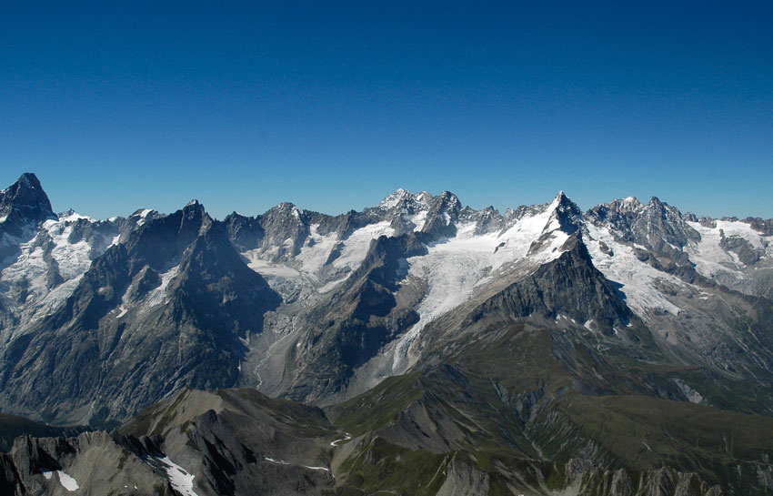 Panoramica del Massiccio del Monte Bianco,