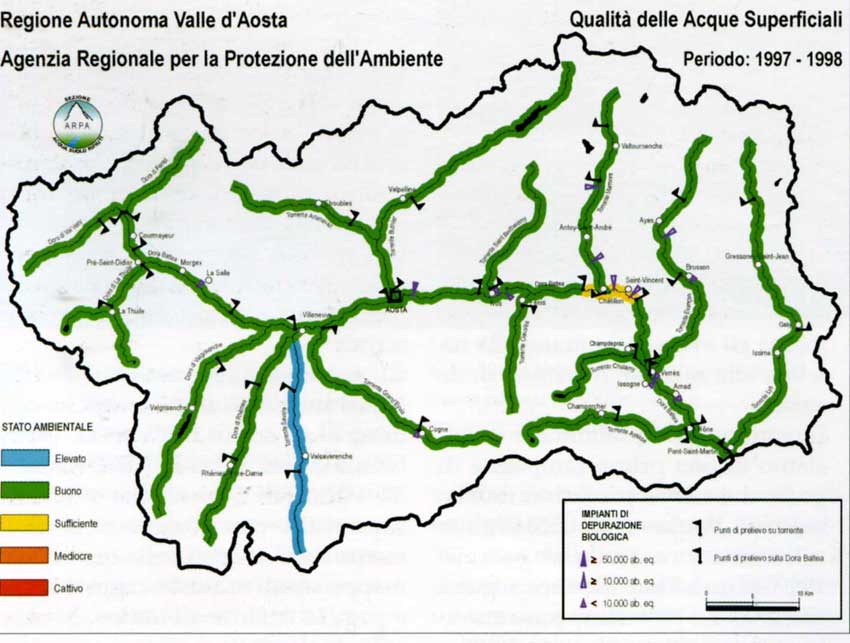 Mappa di qualità delle acque superficiali.