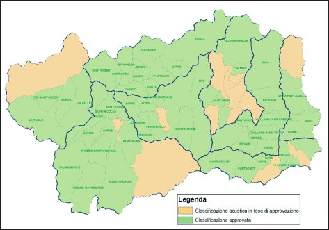 Figura 1: stato di avanzamento dei Piani di Classificazione Acustica in Valle d’Aosta