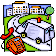 Ambulanza presso ospedale e telefono