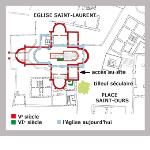 Plan schématique de Saint-Laurent au Ve et VIe siècle