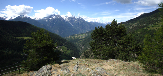Veduta del Vallone di Saint-Barthélemy dall'altura di Lignan