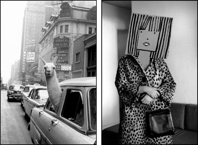 Inge Morath, a sinistra "Lama", a destra "Mask".