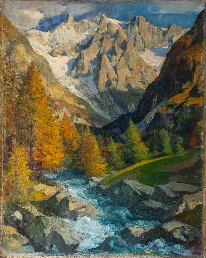 Grandes Jorasses con Dente del Gigante, 1952, olio su tela, 100x120 cm 